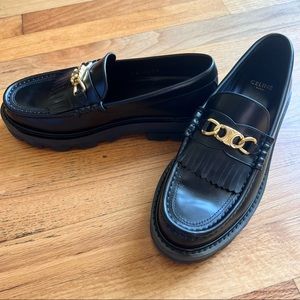 Celine Margaret Lug Sole Leather Loafers